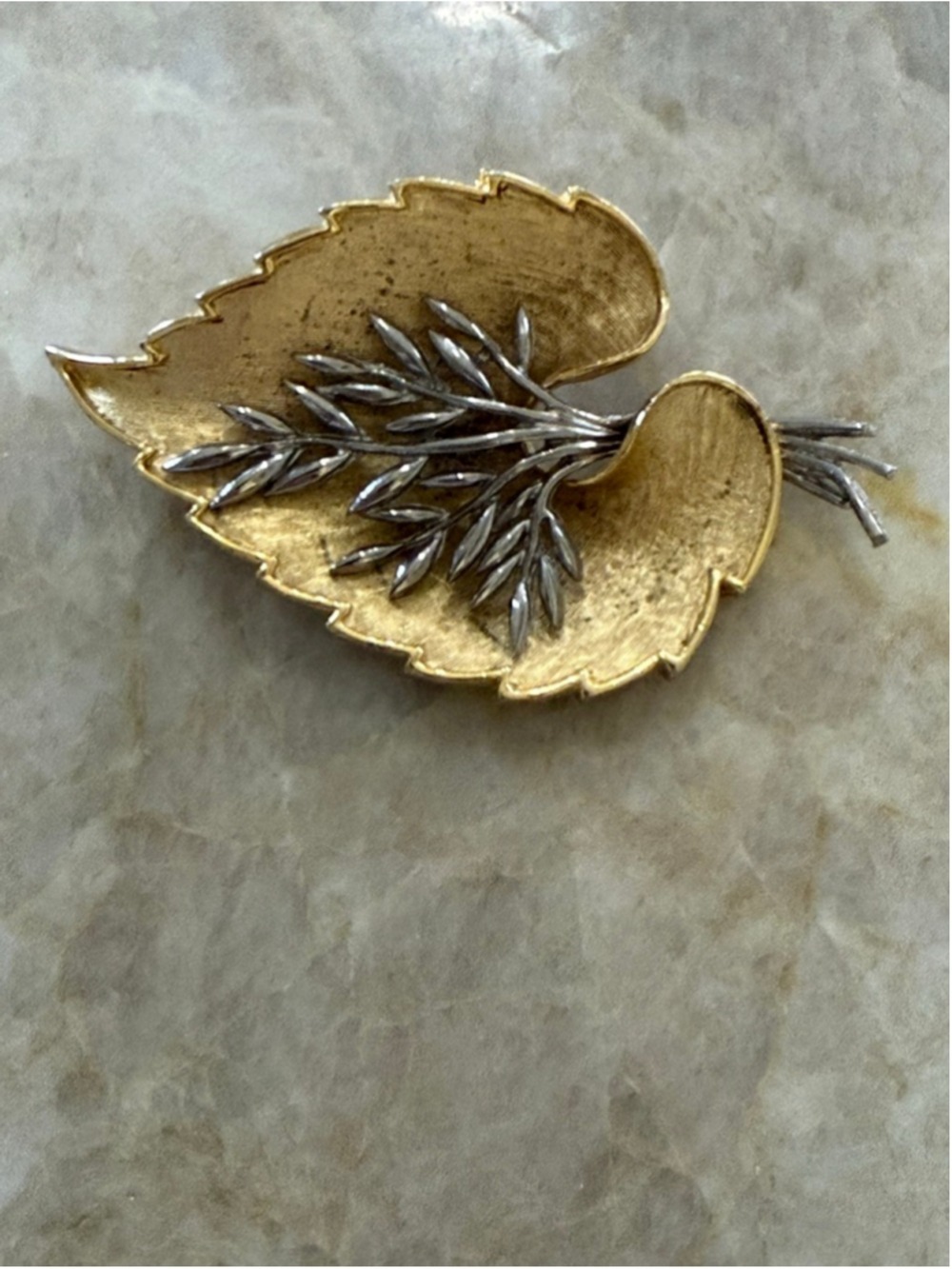 Kramer Gold & Silver Leaf Brooch One Size